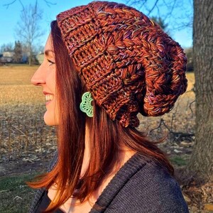 100% Wool Chunky Slouchy Knit Hat Crochet Beanie Merino Handmade Boho