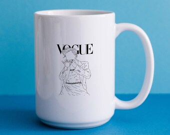 Harry Styles VOGUE uiterlijk aangepaste koffiemok / service op dezelfde dag