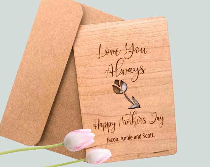 Personalized Wood Mother's Day Card/Keepsake - Love You Always