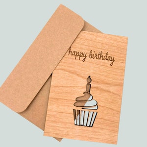 Carte d'anniversaire/souvenir personnalisée en bois avec enveloppe
