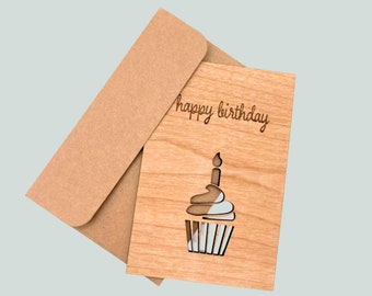 Personalized Wood Birthday Card/Keepsake with Envelope