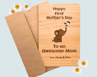 First Mother's Day Wood Card - Unique Keepsake