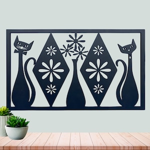 Mid-Century Modern Atomic Cat Wall Art - Retro Charm for Your Home