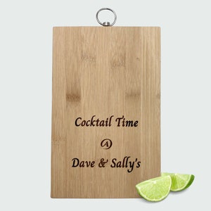 Personalized COCKTAIL TIME Bamboo Cutting Board, 6.75” x 10” x 0.3