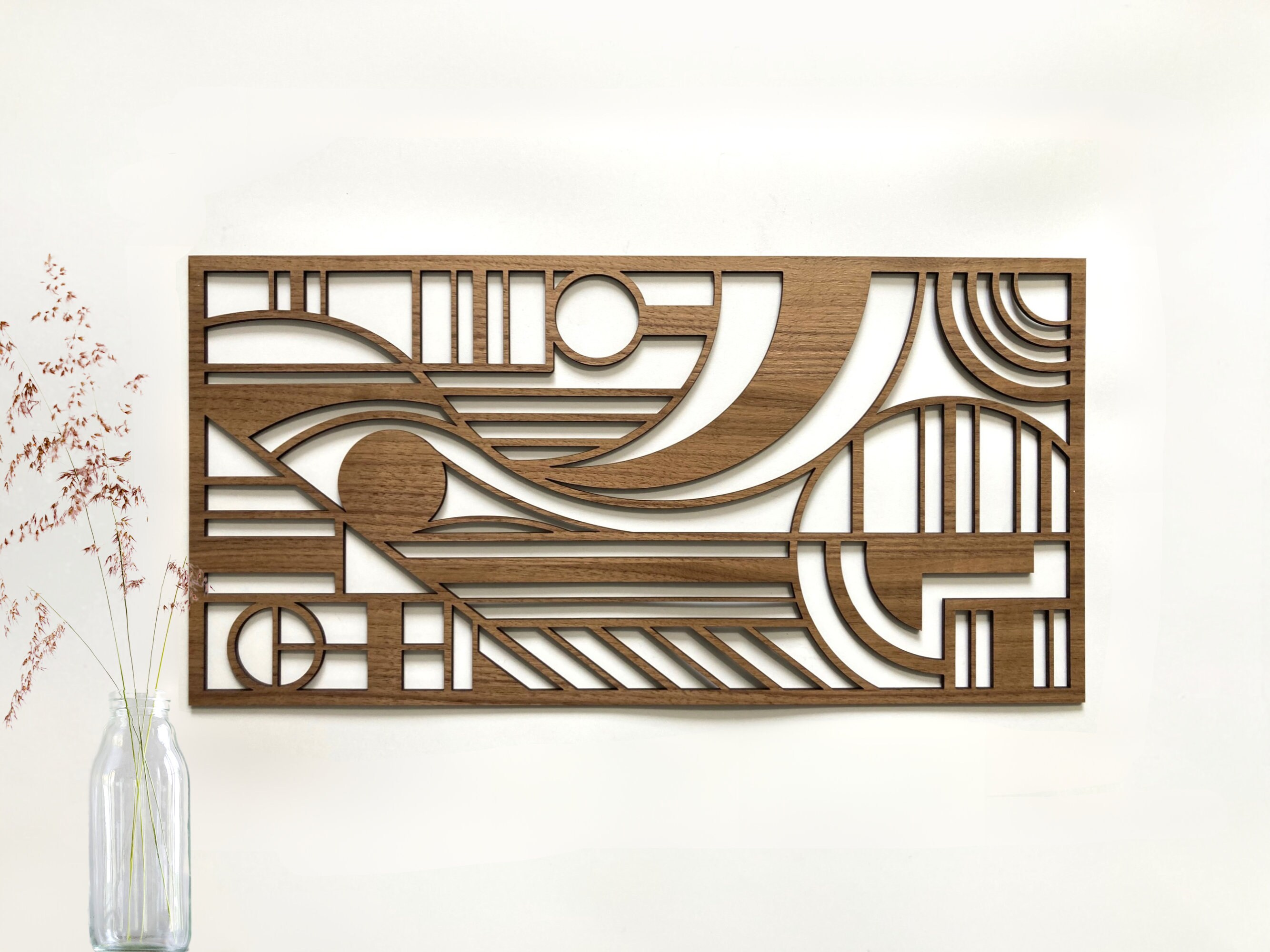 Mid-century Modern Geometric Wood Wall Art, Boho Style, Single Panel - Etsy
