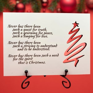 Poème de table L'esprit de Noël avec un message opportun de paix, d'amour et de compréhension
