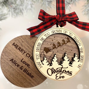 Personalized Christmas Ornament, May You Never Be Too Grown Up to Search the Skies on Christmas Eve