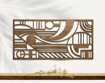 Mid-Century Modern Geometric Wood Wall Art | Frank Lloyd Wright-Inspired