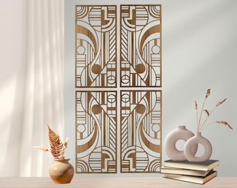 Mid-Century Modern Geometric Wood Wall Art | Living Room, Bedroom Decor, Set of 4 Panels