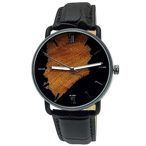 Holzwerk DREBKAU women&#39;s and men&#39;s epoxy resin, leather, stainless steel & wood bracelet watch, women&#39;s watch, men&#39;s watch, wooden watch, black, brown, gray