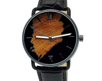 Holzwerk DREBKAU Damen und Herren Epoxidharz, Leder, Edelstahl & Holz Armband Uhr, Damenuhr, Herrenuhr, Holzuhr, schwarz, braun, grau