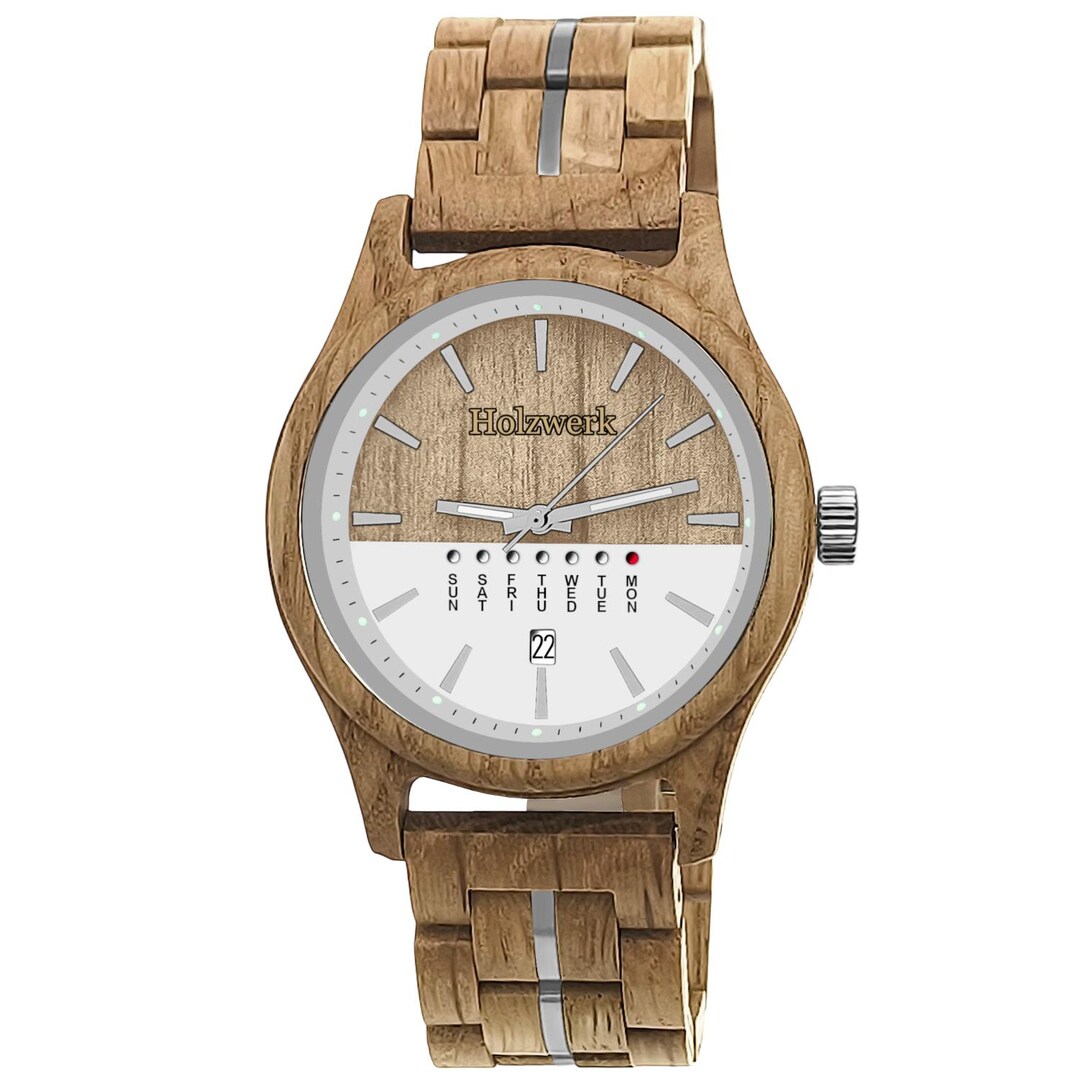 Holzwerk BONN Ladies and Men's Wooden Bracelet Watch With Date