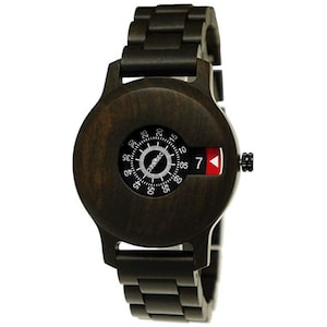 Holzwerk HEIMBACH Women&#39;s & Men&#39;s Designer Wooden Bracelet Watch, Women&#39;s Watch, Men&#39;s Watch, Modern Wooden Watch, Futuristic Wristwatch, Brown, Black