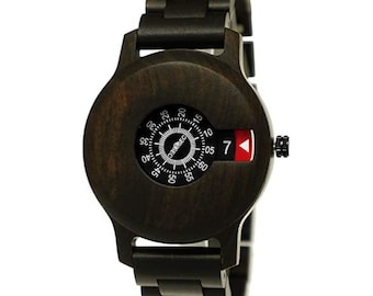 Holzwerk HEIMBACH Reloj de pulsera de madera de diseño para mujer y hombre, reloj de pulsera para mujer, reloj de hombre, moderno reloj de madera, reloj de pulsera futurista, marrón, negro