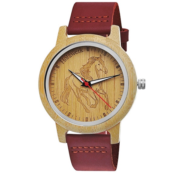 Holzwerk TORI RED Ladies' Watch, Leather Wooden Bracelet Watch