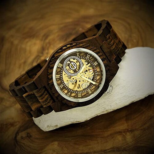 Woodwork Men's Automatic Wooden shops Watch Designer Concept Watch Brown Beige Gold (A5)