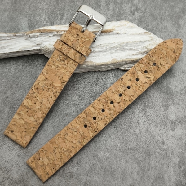 Holzwerk KORK (S) kleines Kork & Leder Uhren Ersatz Armband, beige