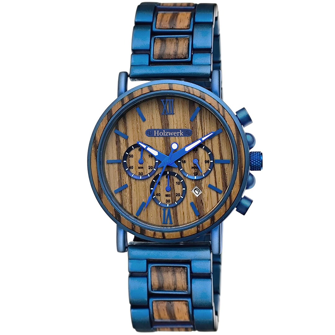 Holzwerk BERLIN Damen, Herren Chronograph Holz Edelstahl Armband