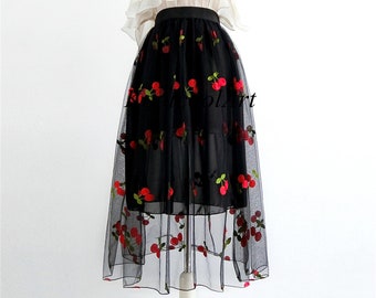 4612198 Black Floral Tulle Skirt Dress