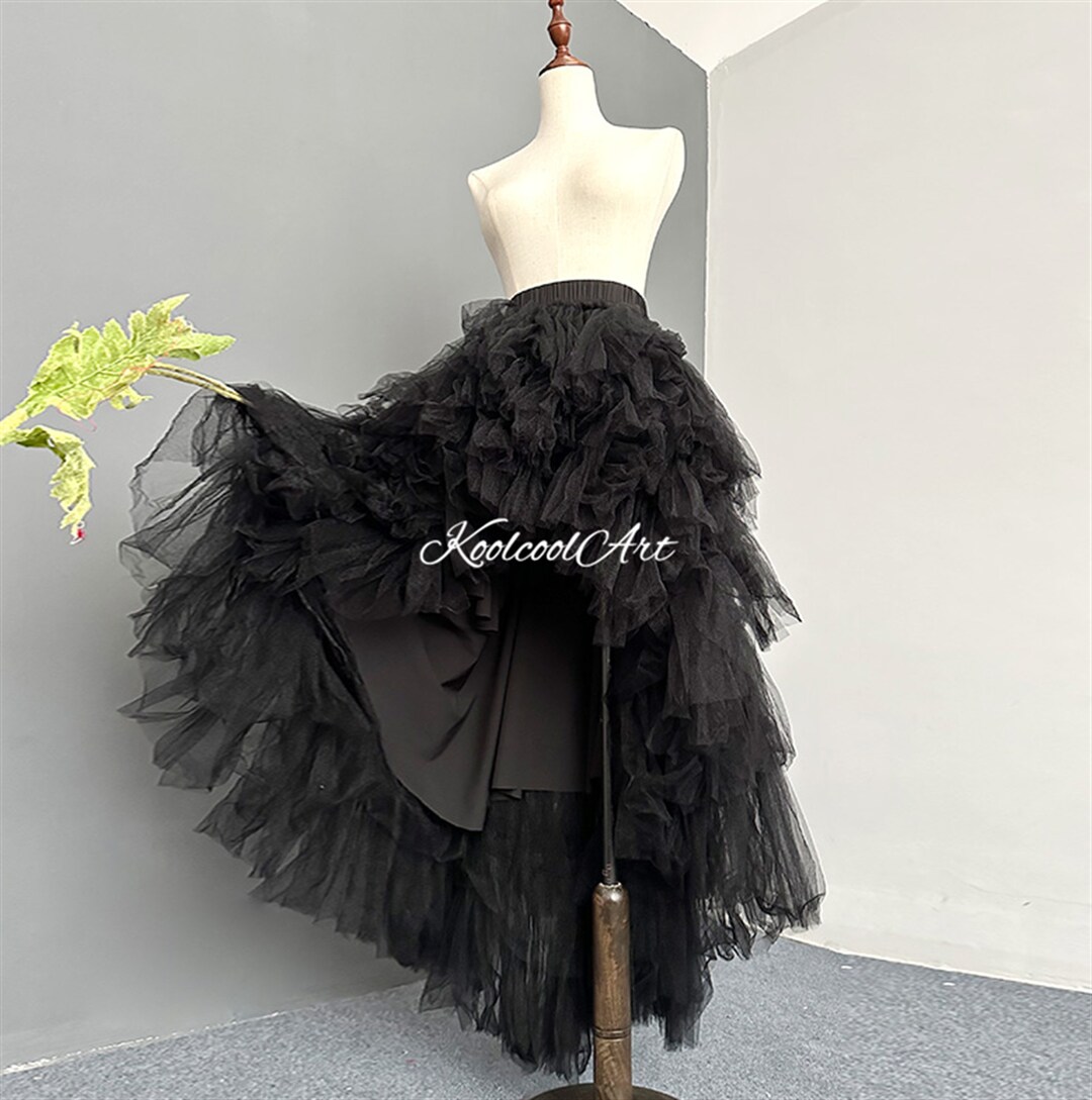 Gothic Halloween Costume Skirt Black Highlow Design Overskirt Etsy