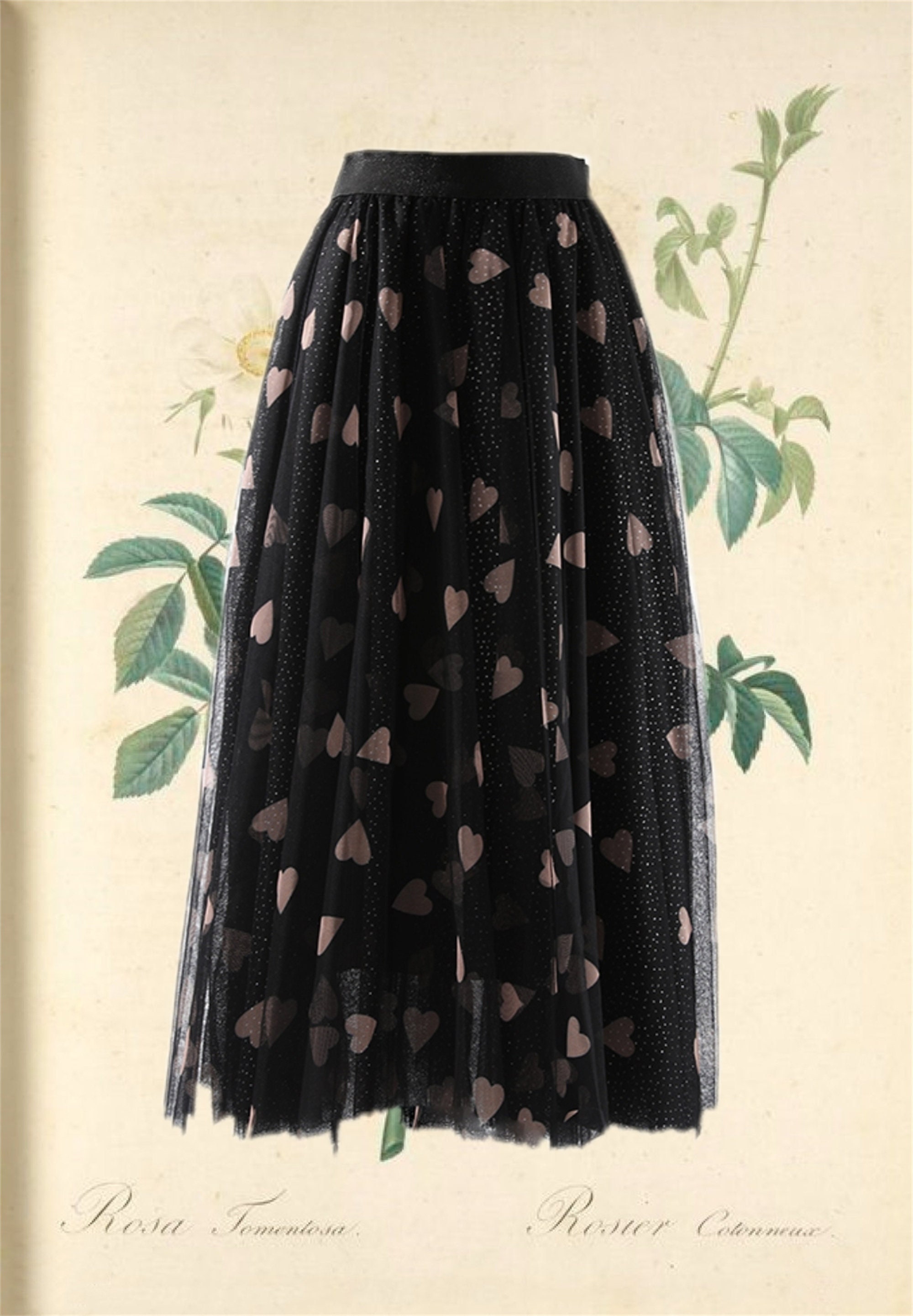 france vintage 60s black heart skirt.