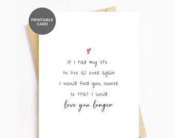 Printable Valentine’s Day Card, Minimal Romantic Valentines Anniversary Engagement Love Card for Boyfriend Girlfriend Wife Husband