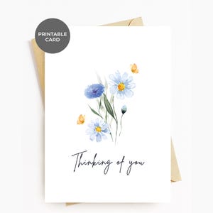 Carte "Pensée à vous" Cartes de voeux florales IMPRIMABLES Pour lui, ses amis, la famille, juste parce que sympathie, perte de soins, amitié, cartes réfléchies