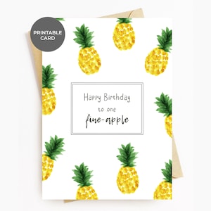 Carte d'anniversaire amusante à imprimer ananas, cartes d'anniversaire uniques pour lui, son mari, sa femme, sa petite amie, son petit ami, joyeux anniversaire à une belle pomme