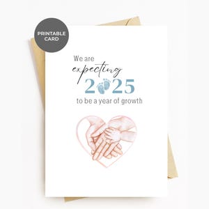 Faire-part de grossesse à imprimer sexe de bébé garçon enceinte parents nouvelle maman papa Invitation baby shower année de croissance 2025 cartes