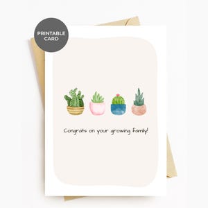 Carte de baby shower imprimable Félicitations pour bébé et nouveau-né pour les futurs parents, nouvelle maman, papa, amoureux des plantes, félicitations pour la famille qui s'agrandit