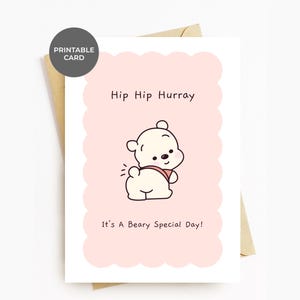 Niedliche Geburtstagskarte druckbare Bär Kinder neue Babyparty erste Geburtstagskarten für neue Eltern Mama Papa Mutter Vatertag, Bären besonderer Tag