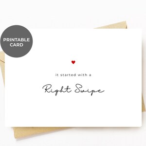 Tarjeta de citas en línea imprimible: Tarjeta de aniversario de San Valentín, compromiso para esposa, esposo, novio, novia y prometido. Comienza deslizando el dedo hacia la derecha.