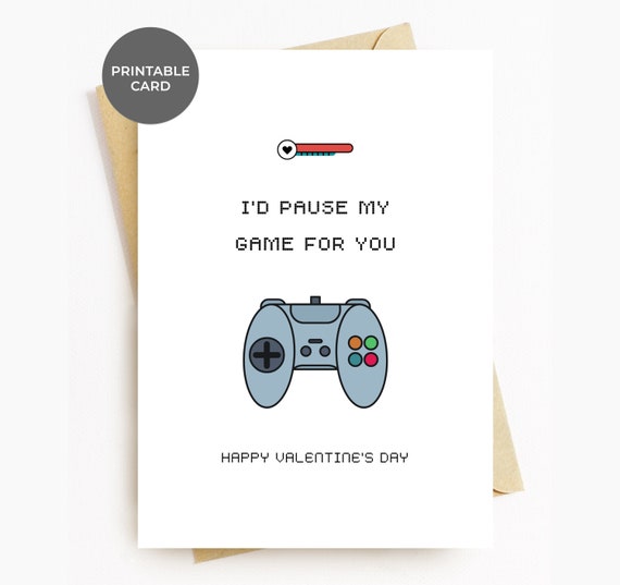 Funny Gamer Printable Valentine's Day Card Valentines for - Etsy Funny Gamer Printable Valentine's Day Card Valentines for - Etsy