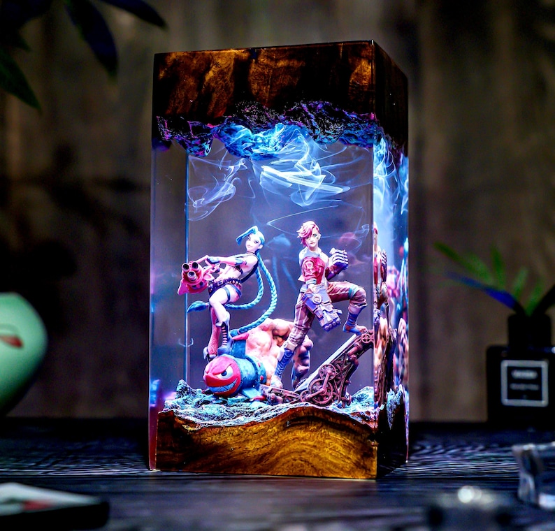 Lámpara de League of Heroes hecha a mano, Juego de Leyendas, Lámpara ZinX y Vy, Figuras de resina, Lámpara de mesa, Regalo para gamers, Merchandising para fans, Regalo de Navidad