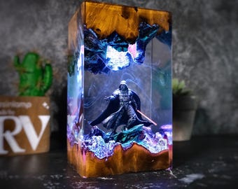 Diorama Dar.th vader, Star.war resin lamp, Resin Wood Desk , light saber Gaming Decor, epoxy resin , desk decor lamp ,Christmas Gifts.