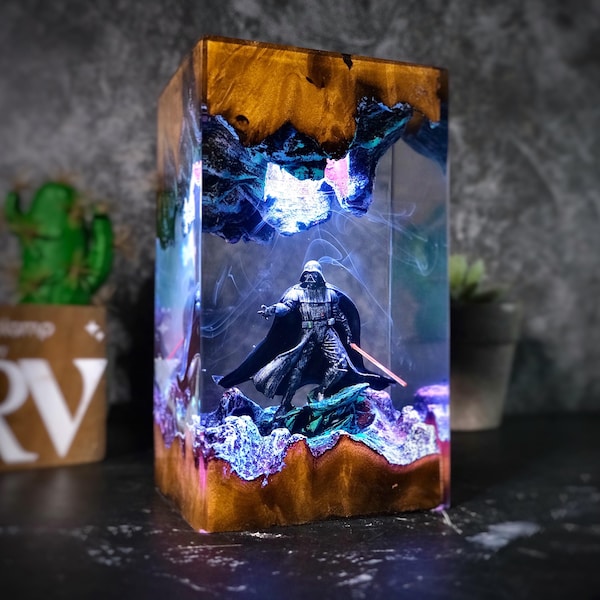 Dark Tyrant Diorama-lamp, Galaxy Wars, harsbureaudecor, woondecoratie nachtlampje, epoxykunst, cadeau-idee Kerstmis, cadeau voor hem