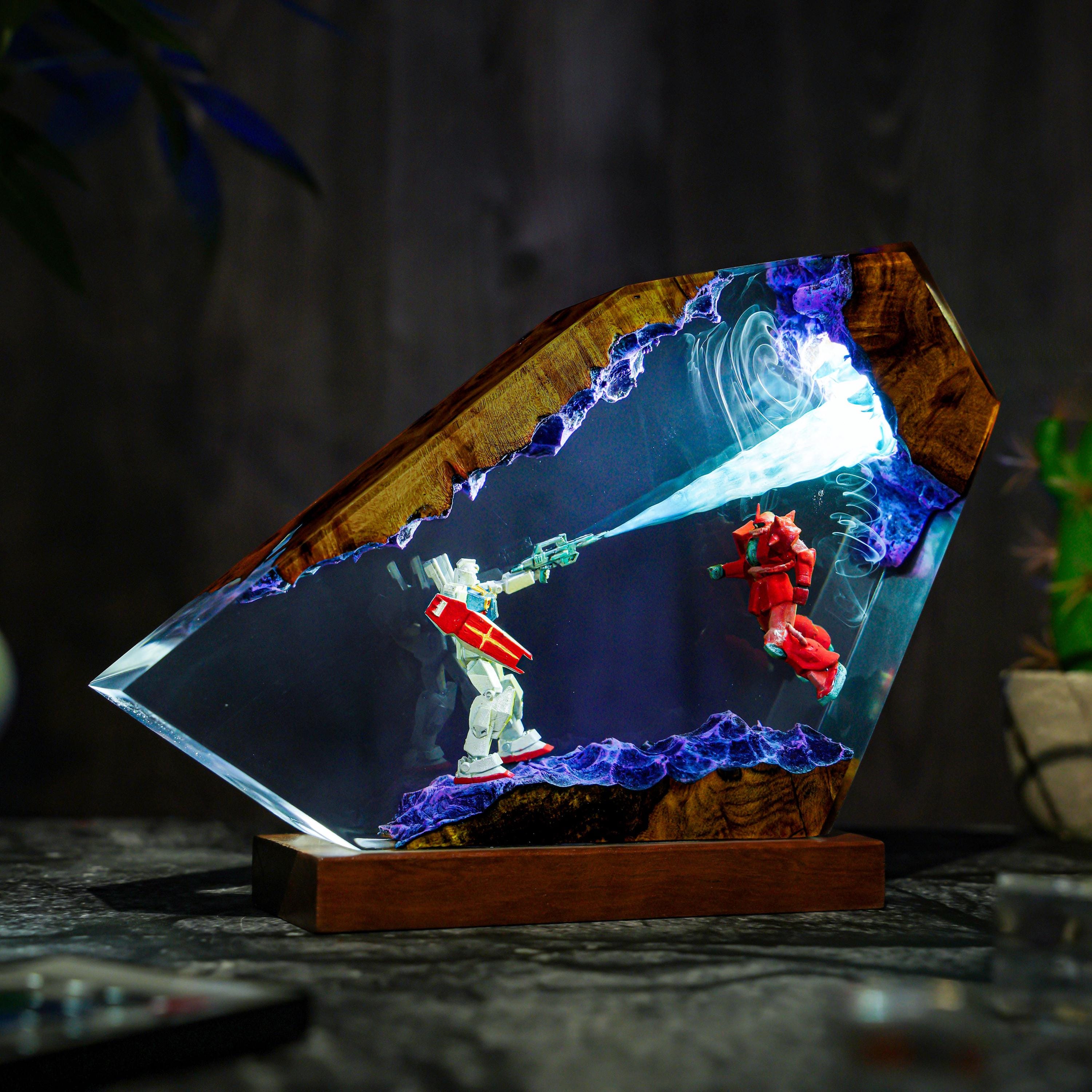 Diorama Battle Robot Lamp, Custom Gun.dam Resin, Gift for Hallowen