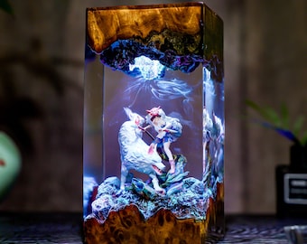 Wolf princess Lamp, hot Anime Night Light, Anime Gift, Handmade Gift, Customer Anime Lamp, Gift for Kids, Gift for Friend