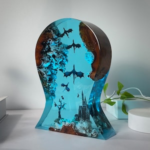 Dragon Castle Resin Night Light: Handmade Headphone Stand (8.5" x 5.5")