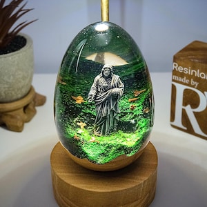 Handgemaakte harslamp Jezusbeeld: christelijk paasdecor