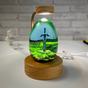 Rusty Master Sword Wood lamp, Epoxy Resin Night light,  Gift for him, LoZ / TOTK Gift, Home decor, Table Lamp, Resin Wood Eggs