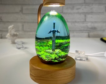 Rusty Master Sword Wood lamp, Epoxy Resin Night light,  Gift for him, LoZ / TOTK Gift, Home decor, Table Lamp, Resin Wood Eggs