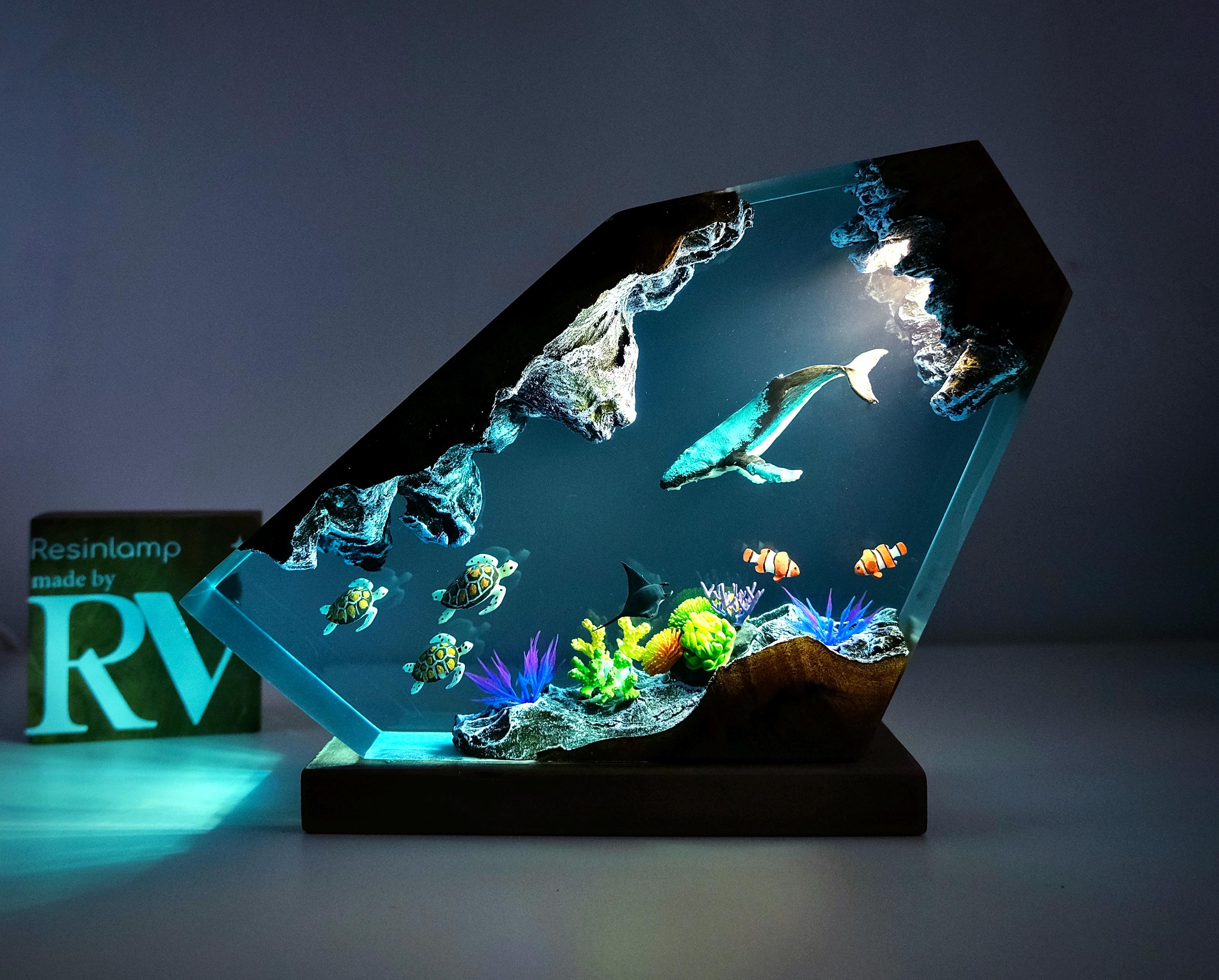 Custom Epoxy Resin Ocean Lamp, Whale, Turtle, Manta Ray Night Light,  resin art, gift for home, Gift for Kid, Unique Christmas
