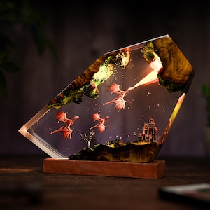 Lampada a forma di drago in resina realizzata a mano: decorazione luminosa Fire & Ice, lampada da tavolo 3D a forma di drago, illuminazione per la casa, regalo di San Valentino, resina epossidica immagine 5