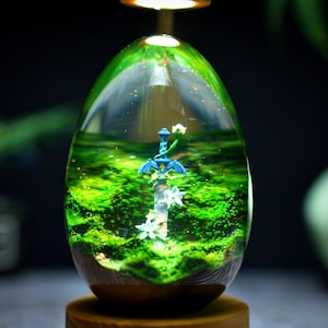 Rusty Mas.ter Sword Wood lamp, Epoxy Resin Night light,  Gift for him, LoZ / TOTK Gift, Home decor, Table Lamp, Resin Wood Eggs