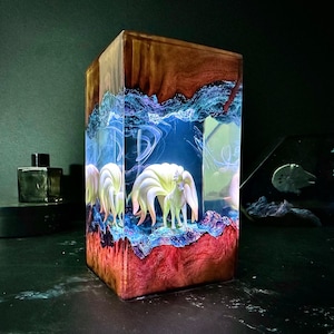 NIN.ETA.LES Po.ke.mon Epoxy Lamp, Custom Epoxy Resin Lamp, Resin Night Light, Resin Wood Art Lamp, Custom Pokemon Night Light, home Decor