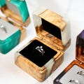 Custom Wood & Resin Engagement Ring Box: Personalized Bridal Gift, Engagement ring holder for elegant ring, Meaningful Gift for Bridal product logo