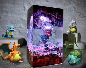 Custom po.ke.mon Diorama lamp, Resin Night Light, Resin Wood Art Lamp, Table Lamp, Gift for him, home decoration