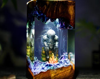 Diorama Dark Souls Lampe, Zwiebel-Ritter Nachtlicht, Siegmeyer von Catarina Figur, Videospiele Geschenk, Sammlerstück, große Qualität