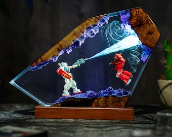 Diorama Battle Robot Lamp, Custom Gun.dam Resin, Gift for Hallowen, Gift for kids, Robot Figure, table lamp, gift for him, gamer gift